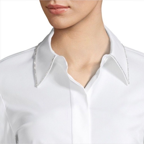 White Shirt with Silver Embellished Collar